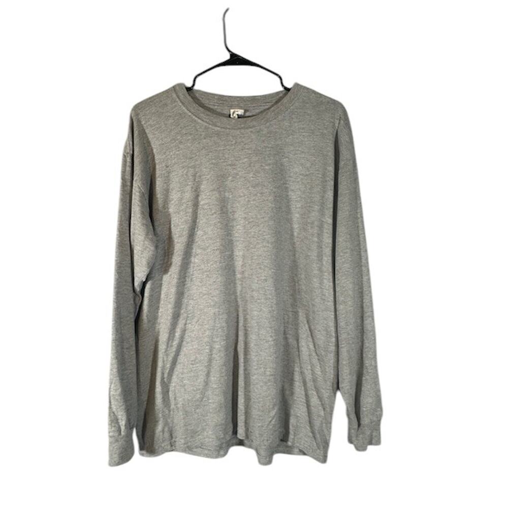Keya Men’s Gray Long Sleeve Crew Neck Lightweight Spun Cotton T-Shirt Size Large